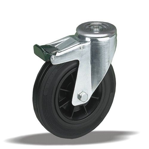 Universální kola s plastovým diskem v otočné vidlici L12 s brzdou