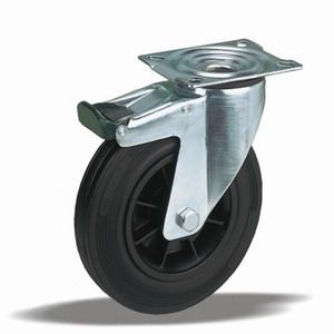 Universální kola s plastovým diskem v otočné vidlici s brzdou