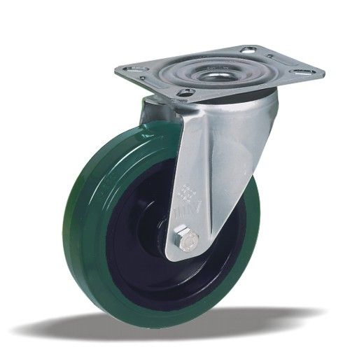 Průmyslová universální kola s elastickým běhounem v otočné vidlici