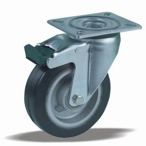 Zátěžová kola s hliníkovým diskem a elastickým běhounem v otočné vidlici s brzdou