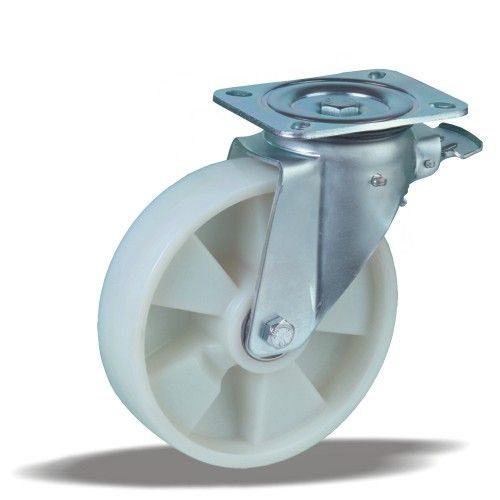 Zátěžová kola s polyamidovým běhounem v otočné vidlici s brzdou